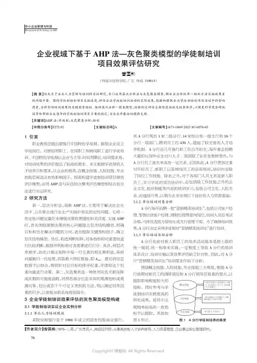 企业视域下基于AHP 法—灰色聚类模型