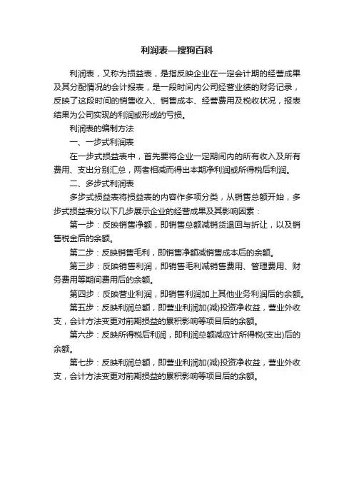 利润表—搜狗百科
