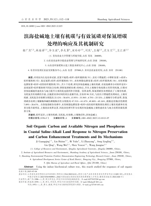 滨海盐碱地土壤有机碳与有效氮磷对保氮增碳处理的响应及其机制研究