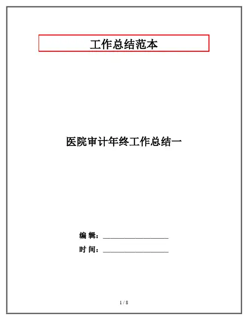 医院审计年终工作总结一