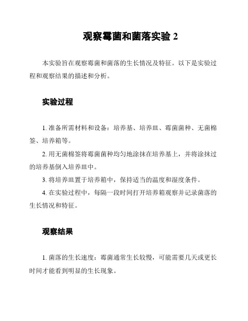 观察霉菌和菌落实验2