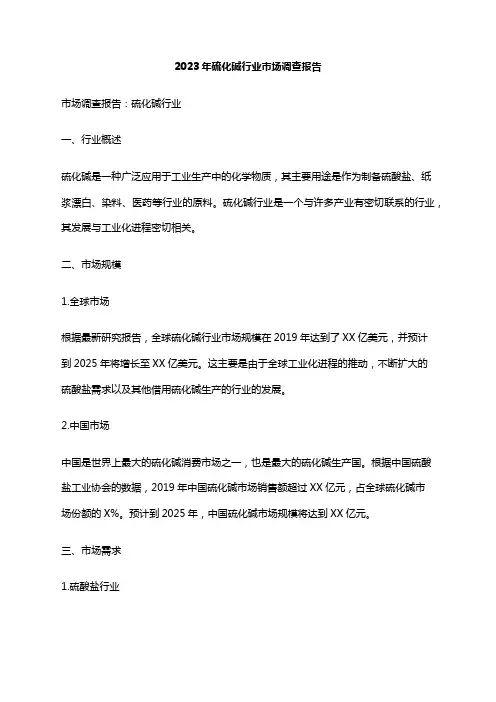 2023年硫化碱行业市场调查报告