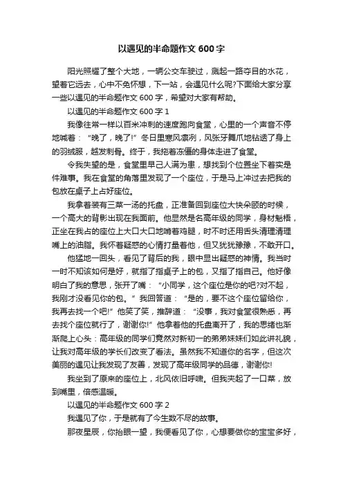 以遇见的半命题作文600字