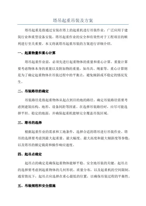 塔吊起重吊装及方案