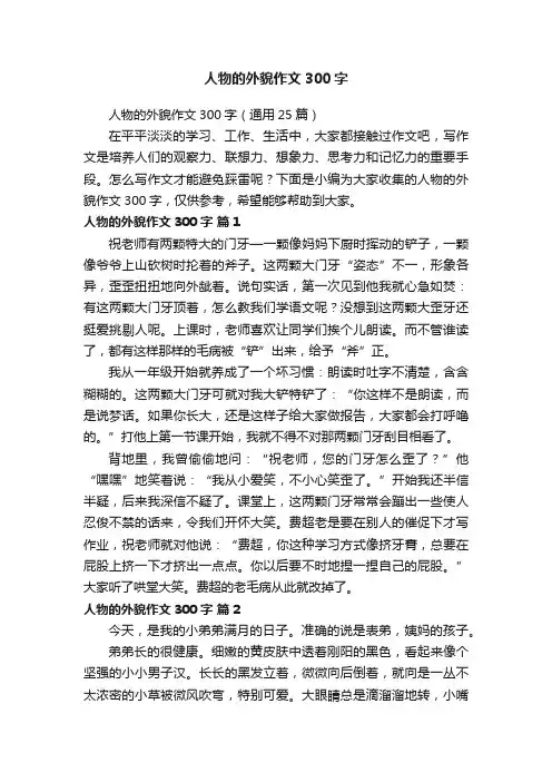 人物的外貌作文300字
