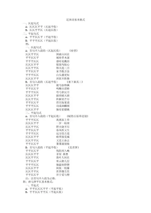近体诗基本格式