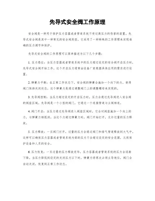 先导式安全阀工作原理