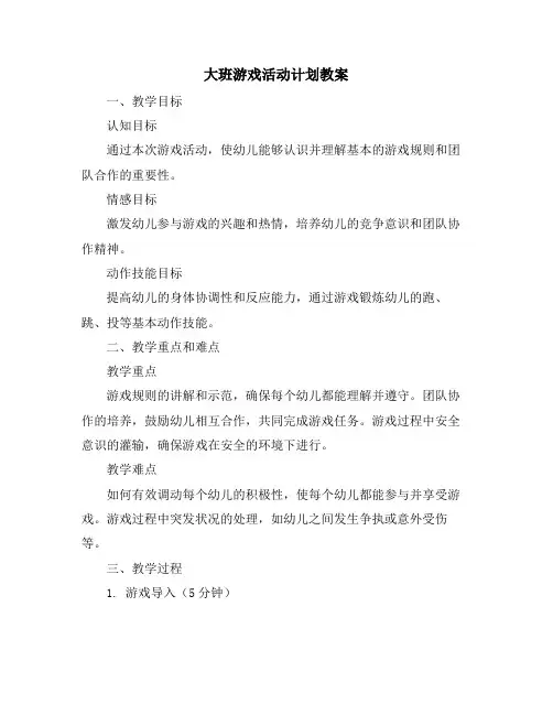 大班游戏活动计划教案 (2)