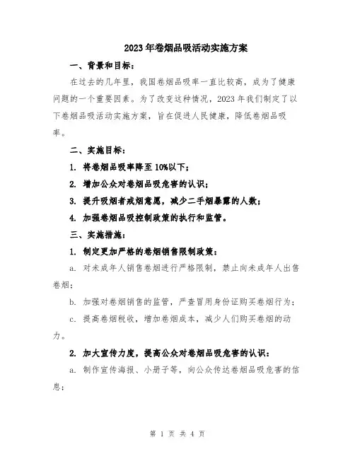 2023年卷烟品吸活动实施方案