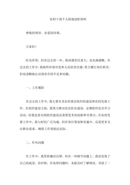 农村干部个人检视剖析材料