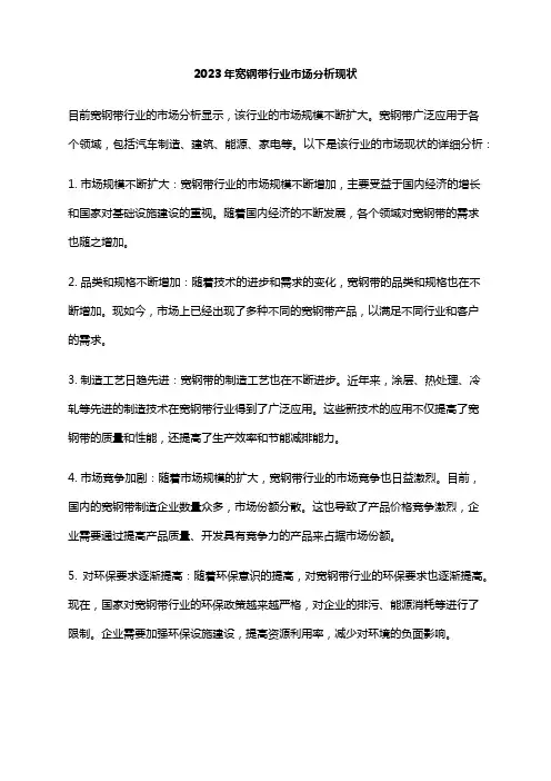 2023年宽钢带行业市场分析现状
