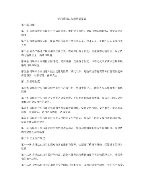 铁路货场站台规章制度表