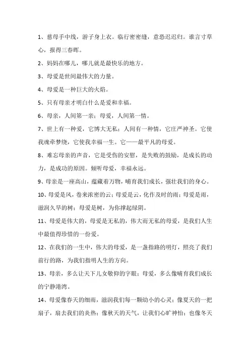 赞美母爱的名言10字