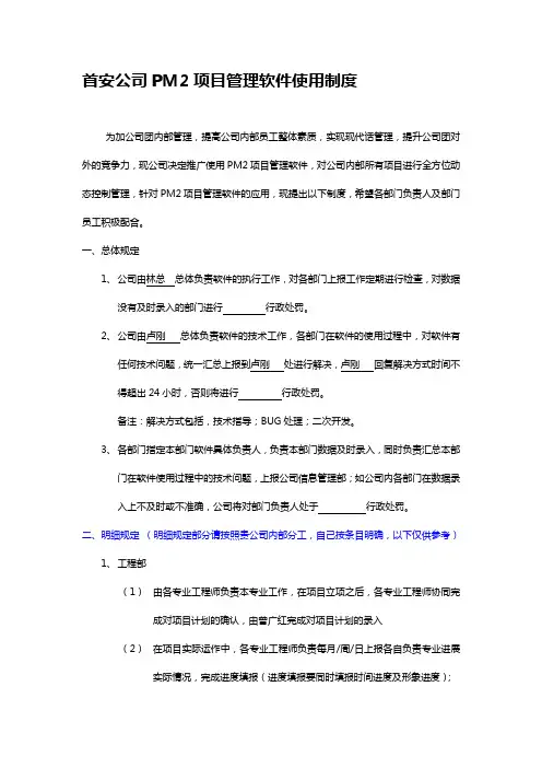 PM2项目管理系统使用制度