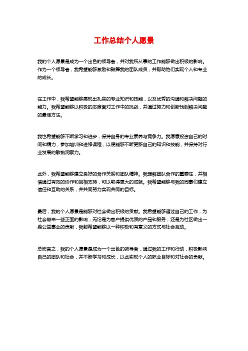工作总结个人愿景