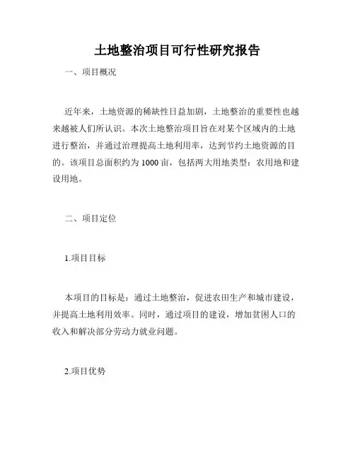 土地整治项目可行性研究报告