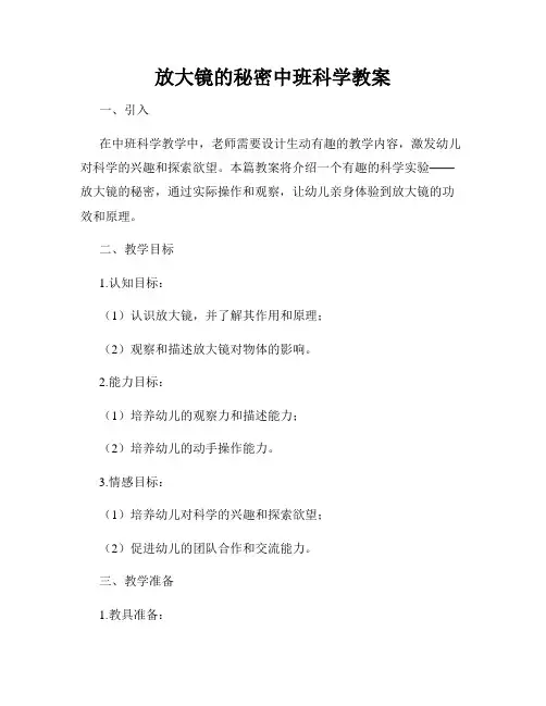 放大镜的秘密中班科学教案