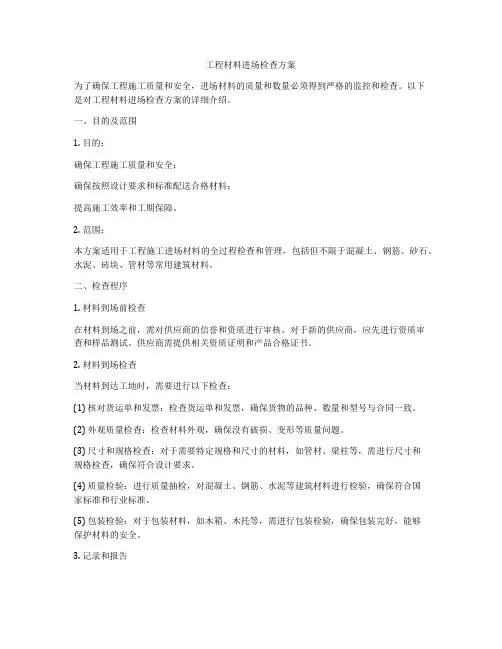 工程材料进场检查方案