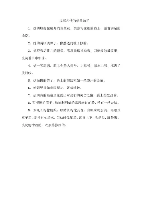 描写表情的优美句子