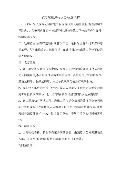工程部现场收方及结算流程