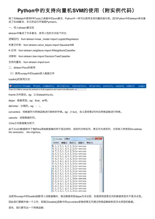 Python中的支持向量机SVM的使用（附实例代码）