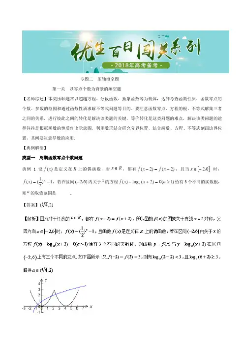 专题2-1 以零点个数为背景的填空题-2018年高考数学备