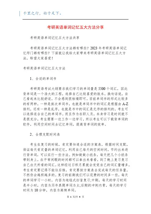 考研英语单词记忆五大方法分享