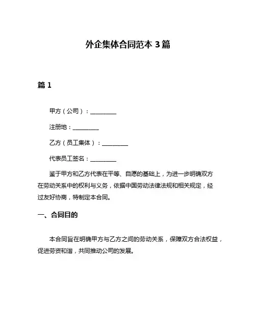 外企集体合同范本3篇