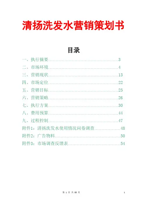 清扬洗发水营销策划书