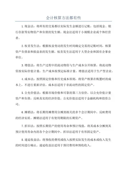 会计核算方法都有些