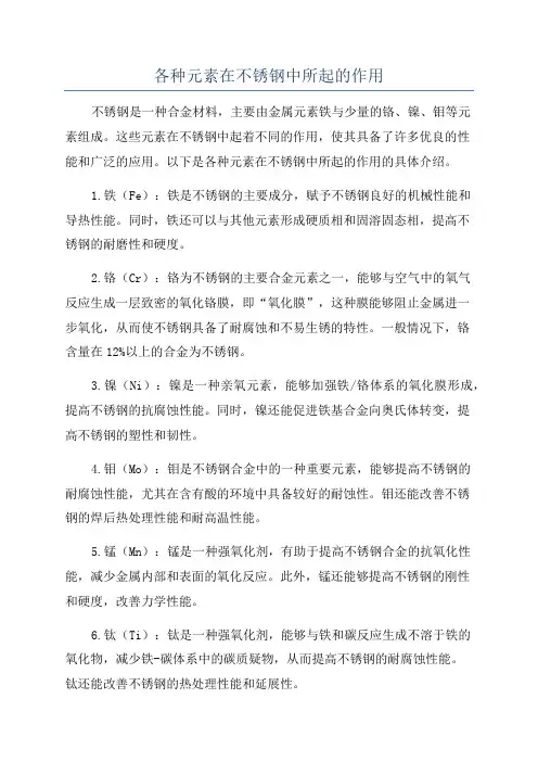 各种元素在不锈钢中所起的作用
