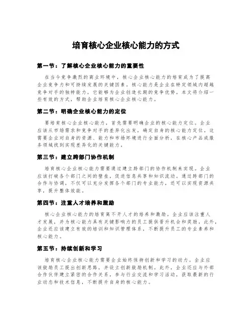 培育核心企业核心能力的方式