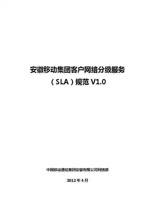移动集团客户网络分级服务SLA规范范本