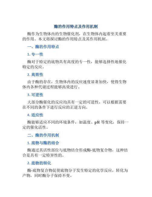 酶的作用特点及作用机制