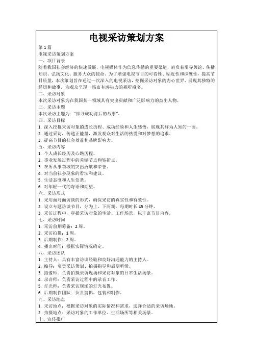 电视采访策划方案