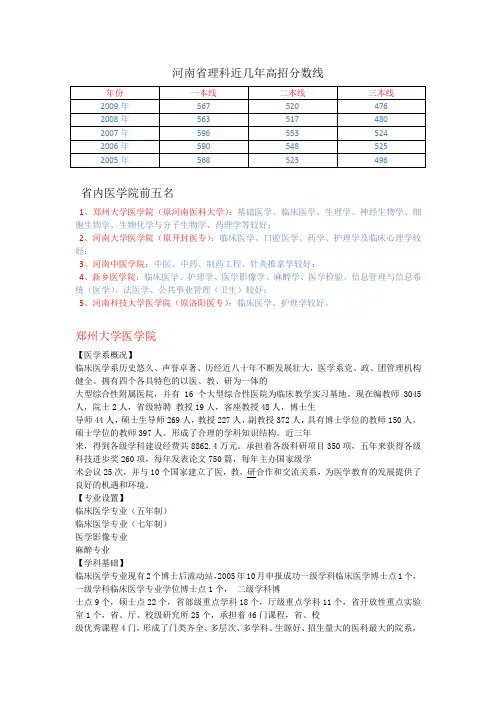 河南前几名医科院校