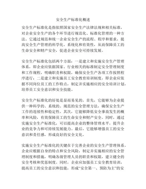 安全生产标准化概述