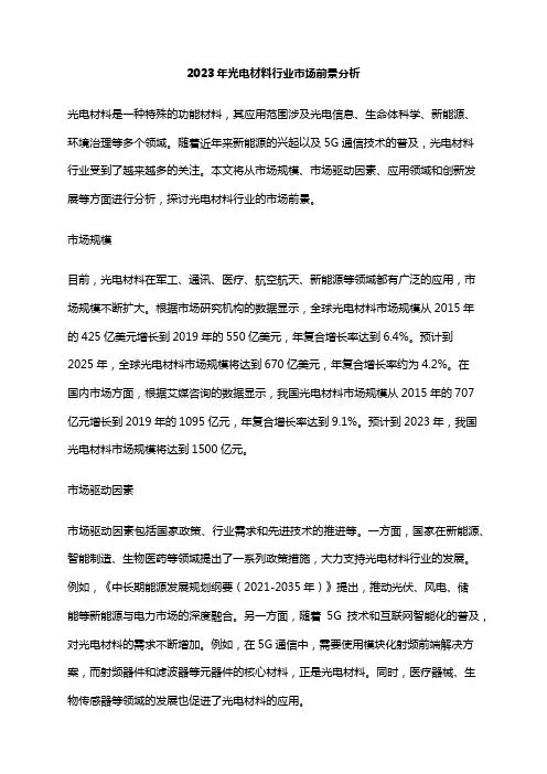 2023年光电材料行业市场前景分析