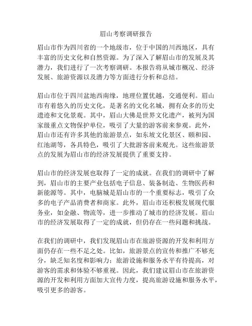 眉山考察调研报告