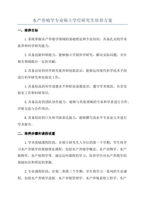 水产养殖学专业硕士学位研究生培养方案