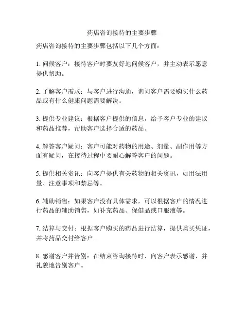 药店咨询接待的主要步骤