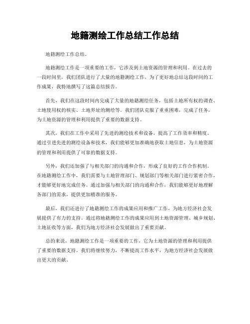 地籍测绘工作总结工作总结