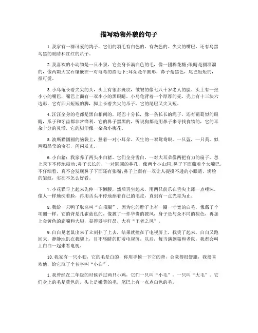 描写动物外貌的句子