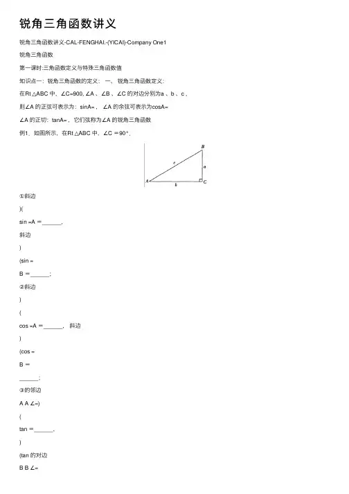锐角三角函数讲义