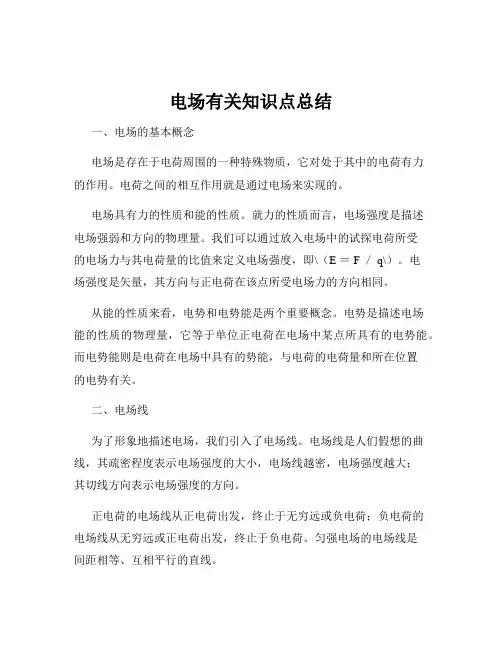 电场有关知识点总结