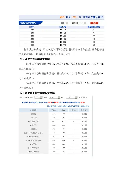 各院校历年分数