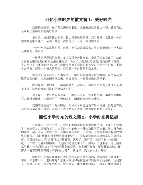 回忆小学时光的散文