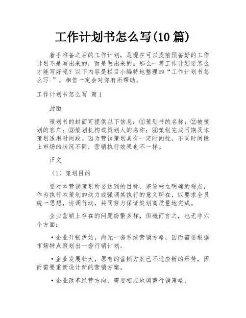 工作计划书怎么写(10篇)