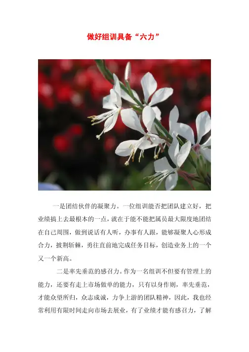 做好组训具备“六力”