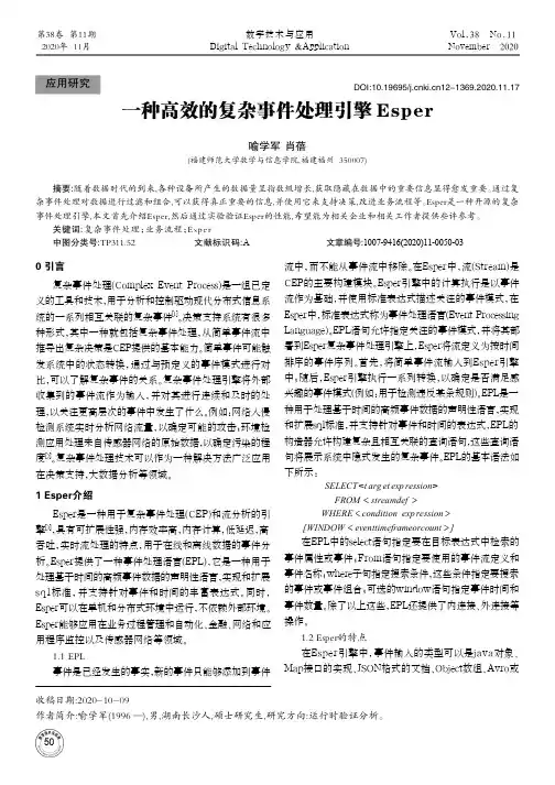 一种高效的复杂事件处理引擎Esper